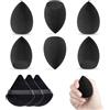 Carehabi Set di 6 spugnette trucco make up con 3 puff cipria triangolo, nero riutilizzabili spugna trucco per fondotinta liquido,powder puff per polveri cipria fard