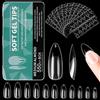 Alyvisun 550 Pezzi Mandorla Unghie Finte da Bambina, 11 Taglie Tip Unghie in Gel con 240 Pezzi Adesivi Colla per Unghie, Full Cover Tips Unghie Trasparente per Ragazze Donne Saloni di Manicure