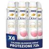 Dove Deodorante Spray Advanced Care Calming Blossom, con Formula Idratante e Delicata sulla Pelle, Senza Alcol, Pelle Asciutta Fino a 72 Ore, Deodorante Uomo e Donna, 6 Pezzi da 200ml