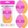 Real Techniques Spugna in polvere 2 in 1 Miracle, bifacciale, a misura intera, per miscelare il trucco, con fascia elastica reversibile,2 pezzi