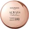 Bourjois Always Fabulous, 100 Rose Ivory, Fondotinta compatto in polvere, Formula leggera, Lunga tenuta fino a 24 ore, SPF 20, Acido Ialuronico, Finish opaco effetto seconda pelle, 7 g