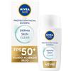 NIVEA SUN Derma Skin Clear Fluido Protezione Solare Viso FPS 50+ (1 x 40 ml), Crema Solare Viso Ultra Leggero con Effetto Opaco, Protezione Solare Anti Infezione