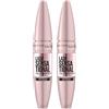 Maybelline New York Mascara Ciglia Sensazionali, Volumizzante, Effetto Ventaglio sulle Ciglia Senza Grumi, Effetto Modulabile, Very Black, Confezione da 2 x 9,5 ml