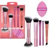 Real Techniques Big Blends Energy Brush + Puff, Kit 6 pezzi per applicare polvere, crema e liquidi, strumenti precisi per contorno, miscelazione e finitura, vegano e cruelty-free