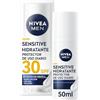 NIVEA MEN Sensitive Idratante Protector FP30 per uso quotidiano (50 ml), crema viso idratante per uomo, crema solare per pelli sensibili con camomilla, provitamina B5, vitamina E e licocalcon A