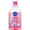 NIVEA Acqua Micellare Rose Care 400 ml, Struccante viso e occhi bifasico per trucco waterproof, Detergente viso, occhi e labbra con 5% siero con Acqua di Rose e Vitamina E, Tutti i tipi di pelle