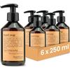 Jean & Len Sapone liquido per le mani all'arancia rossa e vetiver, in set, deterge delicatamente le mani, sapone liquido in dispenser a pompa, profumo fruttato, senza parabeni, vegano, 6 x 250 ml