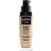 NYX Professional Makeup Fondotinta, Can't Stop Won't Stop Full Coverage Foundation, Lunga tenuta, Waterproof, Finish MatteNude