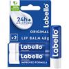 Labello Bipacco Classic Care Balsamo Labbra 2 x 4.8 g, Burrocacao labbra classico fondente sulle labbra, Lip balm con burro di karité idratante fino a 24 ore, Senza oli minerali e paraffine
