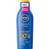 NIVEA SUN Protezione e cura, lozione solare SPF 50+, protezione solare impermeabile con vitamina C e acido ialuronico, protezione solare ad assorbimento rapido per 48 ore di umidità senza residui