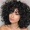 AIDUSA Parrucca corta e larga, fibra resistente al calore, soffice, capelli sintetici afro, parrucca quotidiana naturale, per donne nere e donne bianche, traspirante, rete di rose