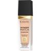 Eveline Cosmetics Wonder Match fondotinta adattivo, coprenza modulabile, finish satinato, formula oil-free con acido ialuronico, acqua termale ed estratto di açaí, 30 ml