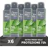 Dove Deodorante Dove Men + Care Extra Fresh Spray Advanced Care, Deodorante Uomo, con 1/4 Crema Idratante, Formula Idratante e Delicata sulla Pelle, Protezione Fino a 72 Ore, 6 Pezzi da 150 ml