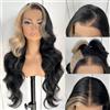 MITIMES 13x6 Skunk Stripe Parrucca Glueless Lace Front Parrucche Pre pizzicate Sintetico Body Wave parrucca bionda Wear and Go parrucca anteriore in pizzo per le donne nere