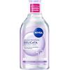 NIVEA Acqua Micellare Delicata 400 ml, Struccante viso e occhi e labbra per make-up e SPF, Con Liquirizia e Pantenolo, Senza profumo, Formula ipoallergenica, Detergente viso pelle sensibile