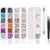 Kiperline 5600 pezzi di strass per nail art, 36 colori con brillantini, decorazioni per nail art, inclusa matita di cera per strass e Strass