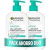 Garnier Pure Active Pack x2 Gel detergente idratante con acido ialuronico, ceramica e argilla, rimuove impurità, grasso e trucco, 2 x 250 ml