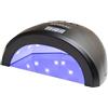 Semilac Lampada LED UV 24 W/48 W All Black - Lampada per unghie con doppio LED, timer, sensore di movimento e modalità a basso calore