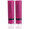 Bourjois - Rouge Velvet The Lipstick - Rossetto Opaco a Lunga Tenuta in Stick - 03 Hyppink Chic - 2.4 g (Confezione da 2)