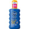 Beiersdorf NIVEA SUN Protezione e cura Spray solare SPF 50+, impermeabile, con vitamina C e acido ialuronico, protezione solare ad assorbimento rapido per 48 ore di umidità (200 ml)
