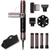 Cecotec Spazzola ad Aria Multistyler AirGlisse 8in1 Flex Black. 8 Accessori Intercambiabili, Manico Pieghevole, Display TFT, Tecnologia CoandaTech Anti Crespo, Custodia in Pelle, Styling Da Salone