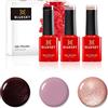 Bluesky Smalto semipermente per Unghie Kit in Gel, Winter Pinks. Dark Burgundy A007, Musk Pink A044, You'Re A Gem Platinum 20. 3 X 5ml (Soak off UV/LED Gel) Argento, Glitter - 15 ml