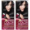 Garnier Color Sensation Coloration - Nero 1.0 - Colorazione crema permanente - tutti i tipi di capelli - Colore fino a 10 settimane e copre i capelli bianchi 100% (Confezione da 2)