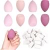 Carehabi Set di 32 spugnette trucco make up con 24 puff cipria triangolo, riutilizzabili spugna trucco per fondotinta liquido,powder puff per polveri cipria fard