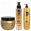 KERAGOLD PRO AB - Set di 3 trattamenti per capelli - senza solfati shampoo 1L + maschera 500ml + siero 100ml - cheratina & estratto di aglio - fortificante, riparatore e anti-caduta