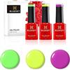 Bluesky Smalto semipermente per Unghie Kit in Gel, Neon Rainbow. Tropical Magenta Neon15, Yellow Tastic Neon08, Lime Neon02. 3 X 5Ml. (Soak off UV/LED Gel) Gianno, Verde, Rosa - 15 ml