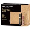 Max Factor, Cofanetto Regalo Donna Teddy Chic, Pochette in morbido tessuto teddy con Mascara 2000 Cal Black + Matita Occhi Khol Kajal 20 Black + Gloss Lip Glaze Caramel Swish