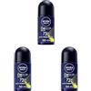 NIVEA MEN Deep Sport Roll-on 50 ml, Deodorante uomo arricchito con Carbone Attivo per 72h di protezione, Deodorante roll on antitraspirante per l'attività sportiva (Confezione da 3)