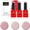 BLUESKY Smalto semipermente per Unghie Kit in Gel, Nudes, 3 x 5 ml (Soak off UV/LED Gel) Rosa - 15 ml