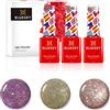 BLUESKY Smalto semipermente per Unghie Kit in Gel, 10 Year Anniversary Collection - Set 3. 3 x 5ml (Soak off UV/LED Gel) Viola, Rosa, Glitter - 15 ml
