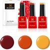 Bluesky Smalto semipermente per Unghie Kit in Gel, Burnt Sunset. Banana Mania Lt129, Orange Sweetie A012, Paradise Deep Red 80575. 3 X 5Ml (Soak off UV/LED Gel) Giallo, Rosso - 15 ml