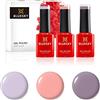 BLUESKY Smalto semipermente per Unghie Kit in Gel, Spring, Just Ride SS2001, Tulip Lover SS2008, Out and About SS2010, 3 x 5 ml (Soak off UV/LED Gel) Rosa, Viola - 15 ml