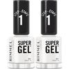Rimmel London Smalto Unghie Super Gel - Nail Polish Effetto Gel a Lunga Durata - 001 Basic B - 12 ml (Confezione da 2)