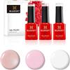 BLUESKY Smalto semipermente per Unghie Kit in Gel, Naked Nudes. Misty D275, Winter Glow 80611, Bare Lingerie 80564. 3 X 5Ml (Soak off UV/LED Gel) Rosa - 15 ml