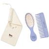 TEK - Kit da Borsetta: Spazzola Ovale Piccola e Pettine Piccolo Rado azzurro con Custodia in Cotone, Handmade in Italy