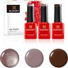 Bluesky Smalto semipermente per Unghie Kit in Gel, Chocolate Box. Faux Fur 80538, Satin Robe Qxg313, Mocha A008. 3 x 5ml (Soak off UV/LED Gel) Marrone - 15 ml