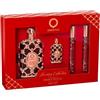 Orientica Amber Rouge - Set regalo da 4 pezzi, profumo arabo con profumo legnoso, ambra, zafferano, pralina, gelsomino, arancia, muschio di quercia, alghe marine, profumo arabo per uomini e donne, 7,5