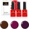 BLUESKY, Smalto semipermente per Unghie Kit in Gel, Winter Warmers, 3 x 5ml (Soak off UV/LED Gel) Rosso, Marrone - 15 ml