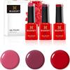 BLUESKY Smalto semipermente per Unghie Kit in Gel, Reds, 3 x 5ml (Soak off UV/LED Gel) Rosso - 15 ml