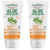 equilibra Solari, Aloe Crema Solare SPF 50+ Travel Size, con Aloe Vera, Vitamina C ed E, Olio di Argan, Olio di Cocco e Burro di Karité, Per un'Abbronzatura Sana e Naturale, Water Resistant, 75ml