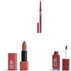 3INA MAKEUP - The Automatic Lip Pencil 254 + The Lipstick 254 + The Longwear Lipstick 254 - Rosa scuro nudo - Matita Labbra Waterproof + Rossetti Cremosi + Rossetto Opaco - Vegan - Cruelty Free