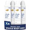 Dove Whole Body Deo Deodorante Spray per Tutto il Corpo Original 150 ml, Deodorante Corpo con 0% Sali di Alluminio, Protezione Anti-Odore 72 Ore, Formula Delicata, Dermatologicamente Testato