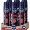NIVEA MEN - Deodorante Anti-Traspirante Dry Impact, Senza Profumazione, Nebulizzatore, 6 x 200 ml
