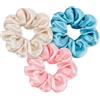 GlasFlength Set di 3 elastici per capelli in seta e seta, morbidi elastici per capelli, per donne e ragazze (rosa, blu cielo + champagne)