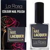 La Rosa Productos Profesionales LaRosa Smalto per unghie - Colore energetico con copertura adeguata - Formula durevole - Buona consistenza - Facile applicazione con pennello ben sagomato - Grigio 15 ml