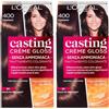 L'Oreal Paris L'Oréal Paris Colorazione Capelli Casting Crème Gloss, Tinta Colore Trattamento senza Ammoniaca per Una Fragranza Piacevole, 400 Castano (Confezione da 2)